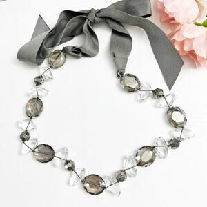 Stella & Dot Claire Faceted Glass Bead Ribbon Adjustable Necklace